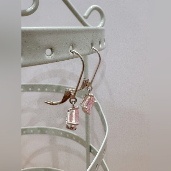 Elegant Pink ice sterling silver Dangle Earrings - Picture 3 of 5